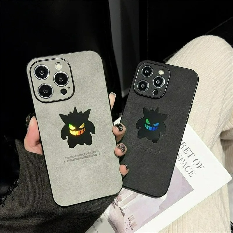 Phone Cases Xs Iphone - Cartoon Anime Gengar Leather Texture Laser