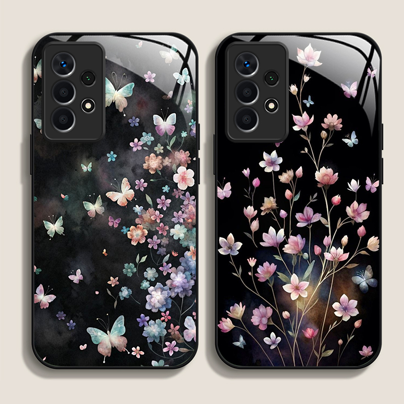 Phone Cases Drawing - Vintage Floral Art Butterfly Flower Tempered