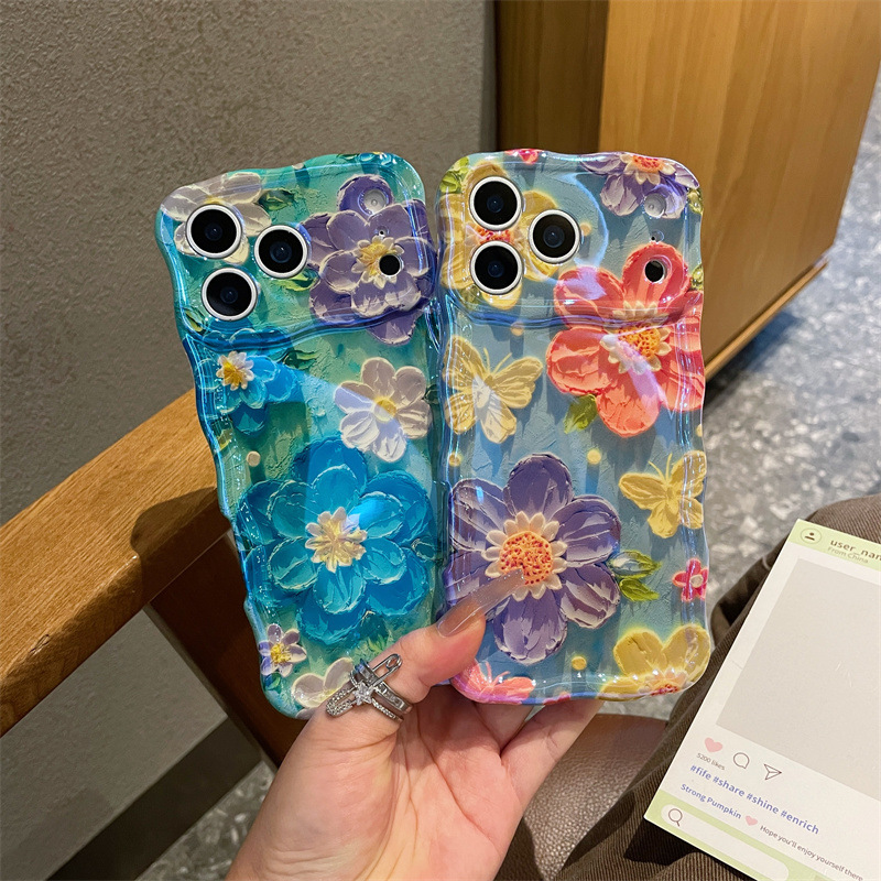 Phone Cases Drawing - Luxury Blue Light Oil Painting Flowers