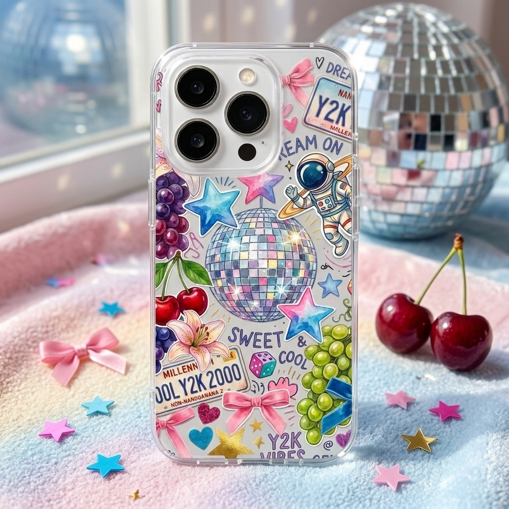 Phone Cases Aesthetic - Y2K Disco Ball Sticker Print Phone