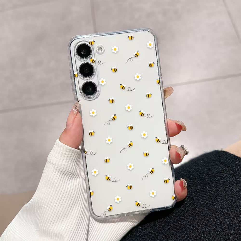 Phone Cases Samsung S25 Fe - Bee White Flower Phone Case For