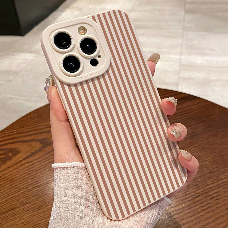 Phone Cases For Iphone 16 - Pink Striped Painted Anti-Drop Phone Case
