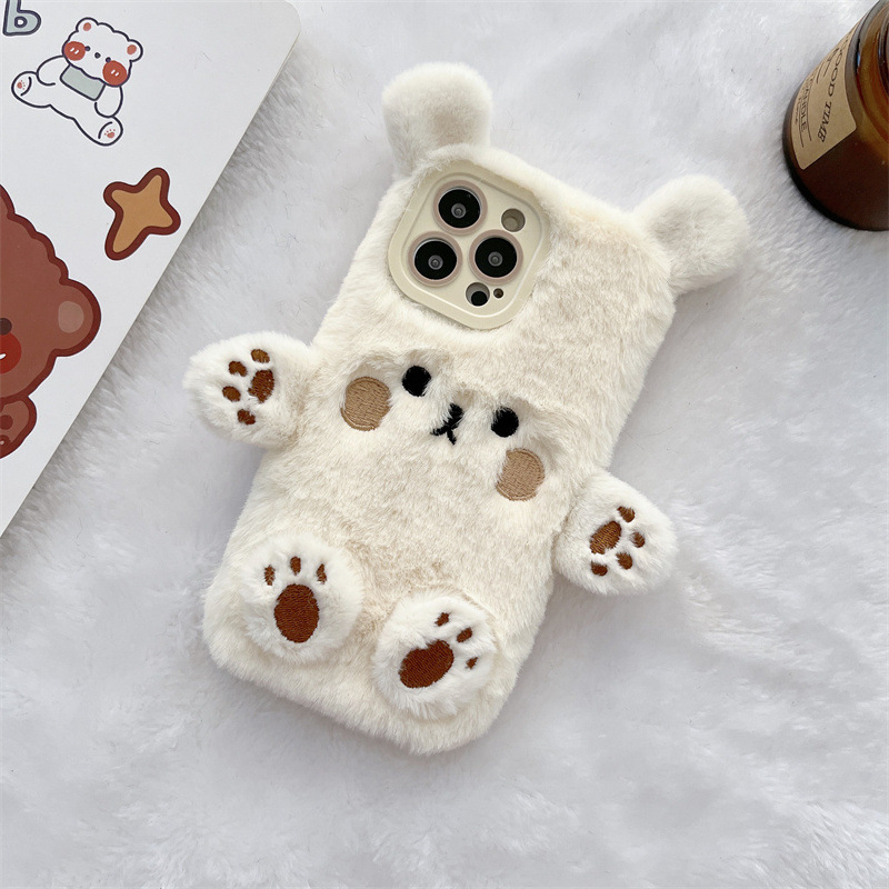 Korean 3D Cartoon Bear Fluffy  - Phone Cases For Iphone 16 reseña y precio