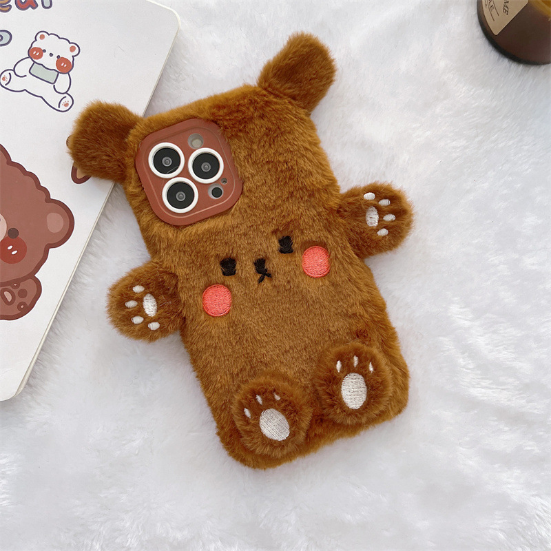 Korean 3D Cartoon Bear Fluffy  - Phone Cases For Iphone 16 reseña y precio