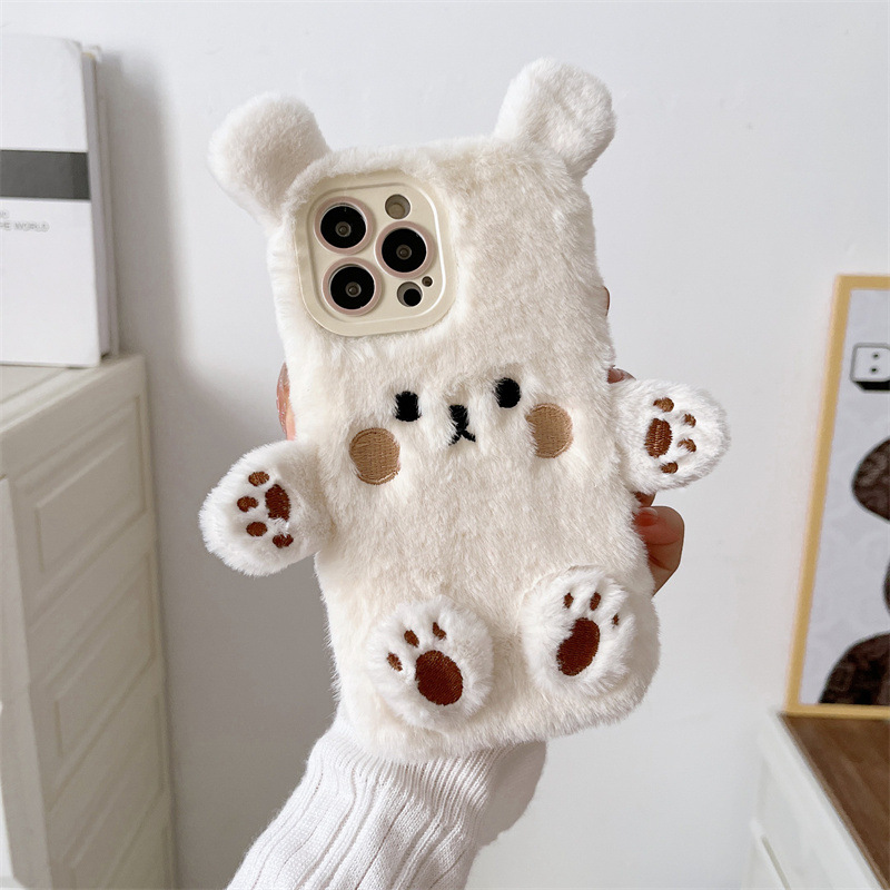 Korean 3D Cartoon Bear Fluffy  - Phone Cases For Iphone 16 reseña y precio