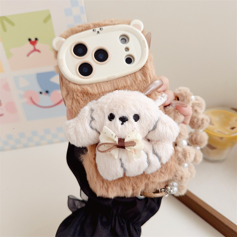 3D Cartoon Bowknot Puppy Warm  - Phone Cases For Iphone 16 reseña y precio