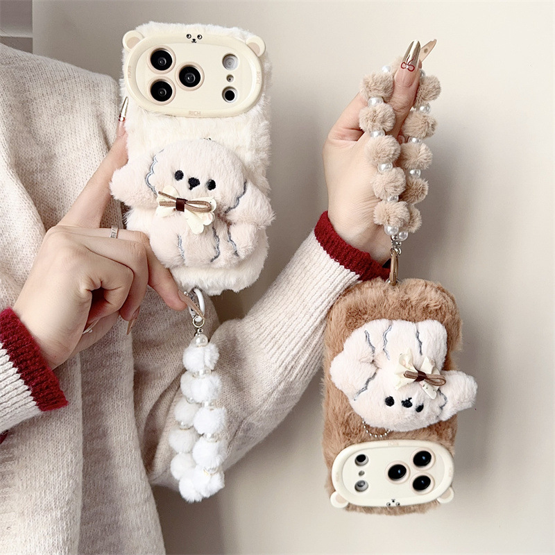 3D Cartoon Bowknot Puppy Warm  - Phone Cases For Iphone 16 reseña y precio