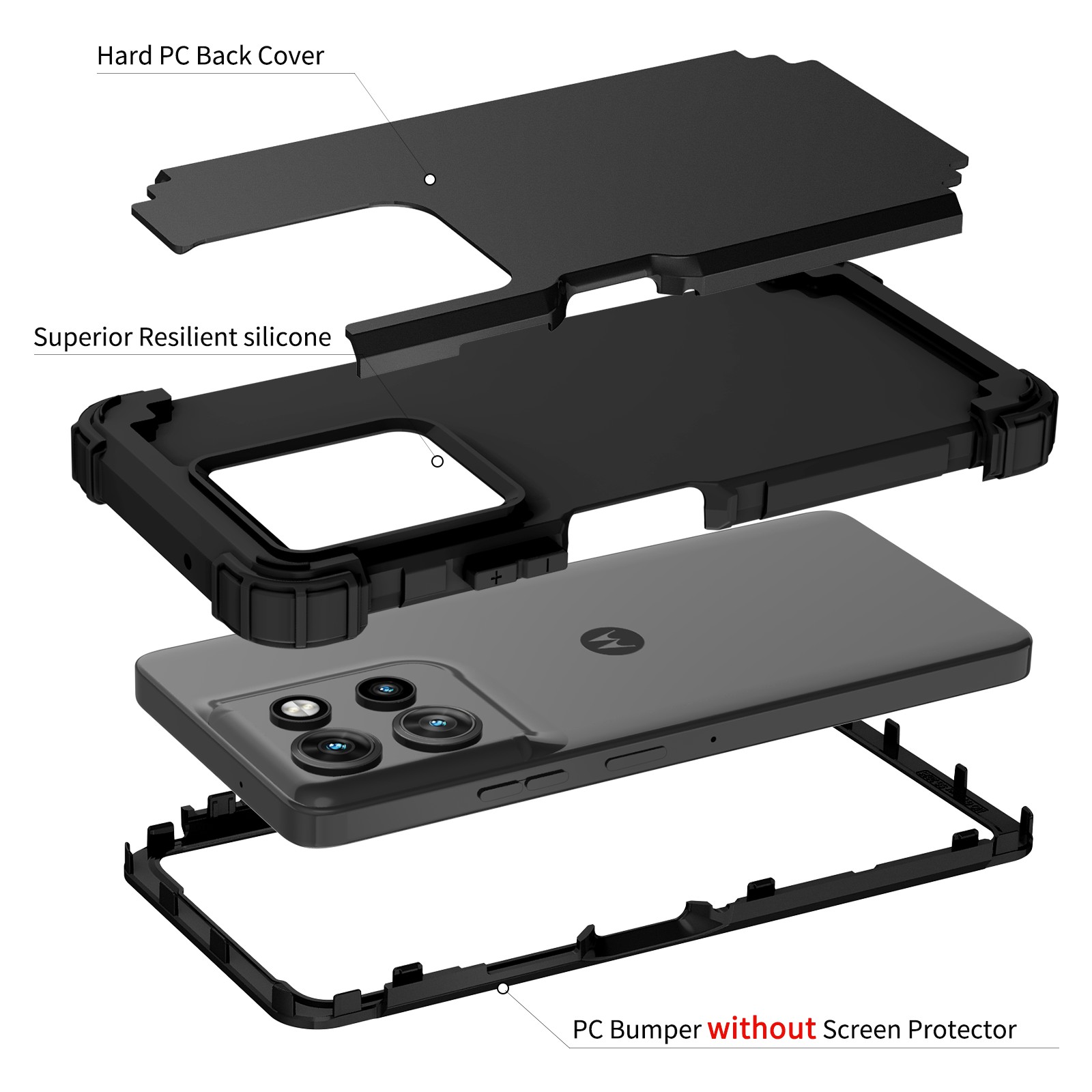 3-in-1 Heavy-Duty Rugged Phone - Phone Cases Moto G 2025 reseña y precio