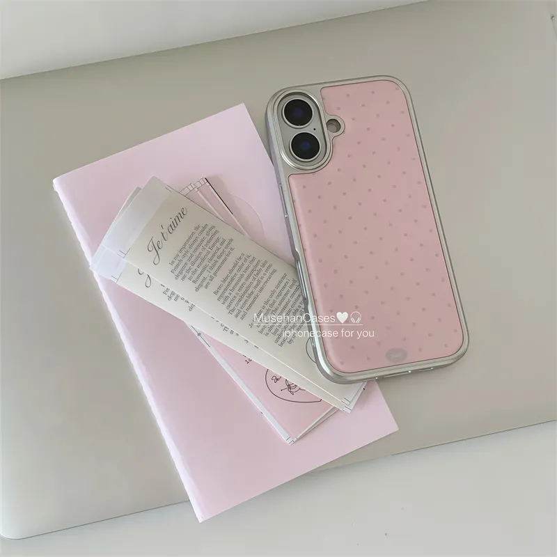 Korean ins Cream Pink Polka Do - Phone Cases Drawing reseña y precio
