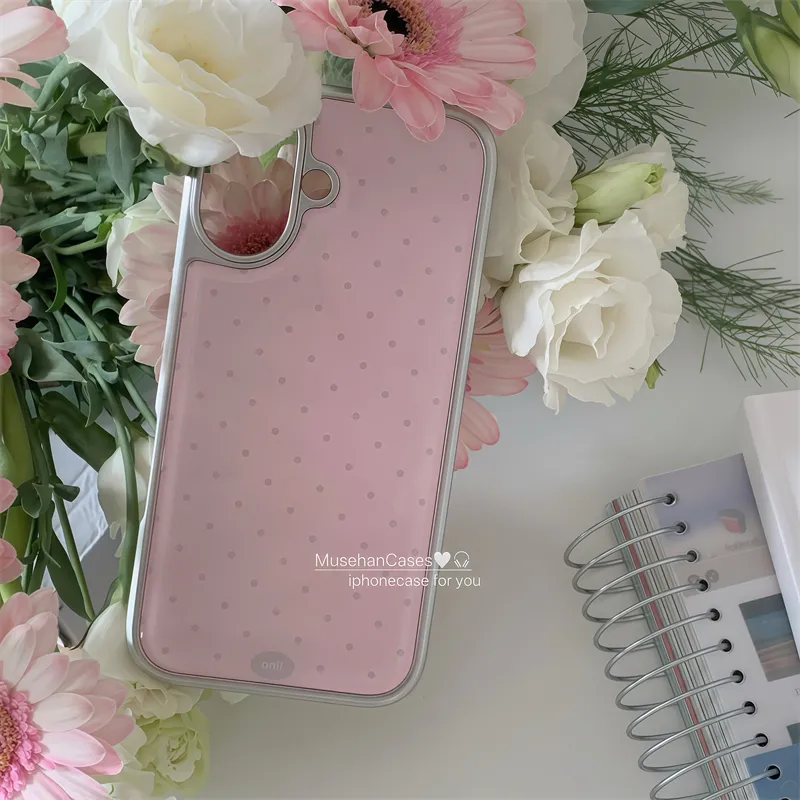 Korean ins Cream Pink Polka Do - Phone Cases Drawing reseña y precio