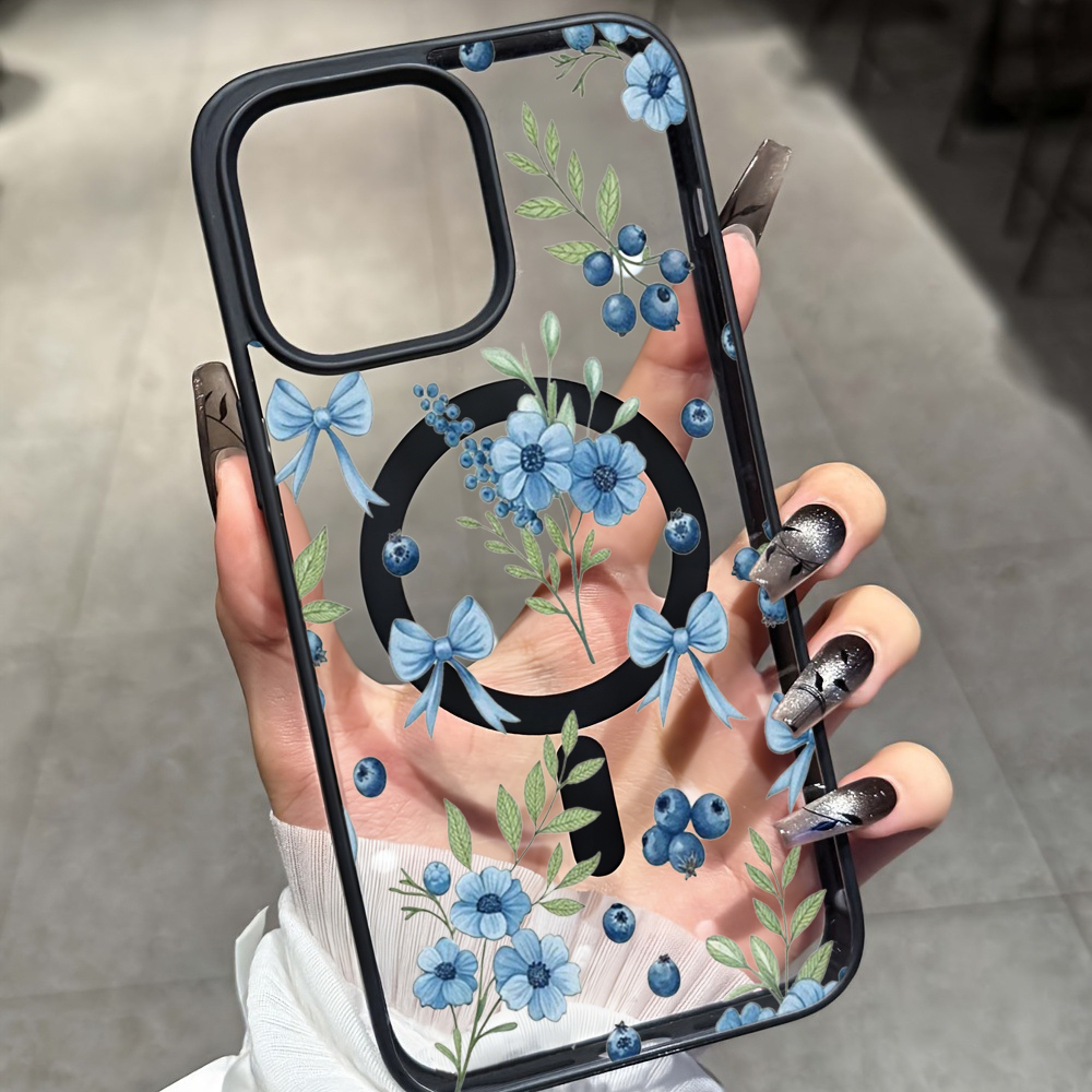 Blueberry Floral Clear Case  F - Phone Cases Magsafe reseña y precio