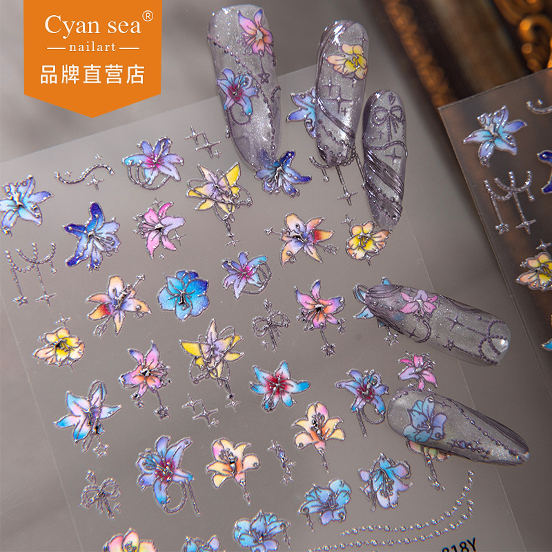 Iridescent Floral Nail Sticker - Phone Cases Viral reseña y precio