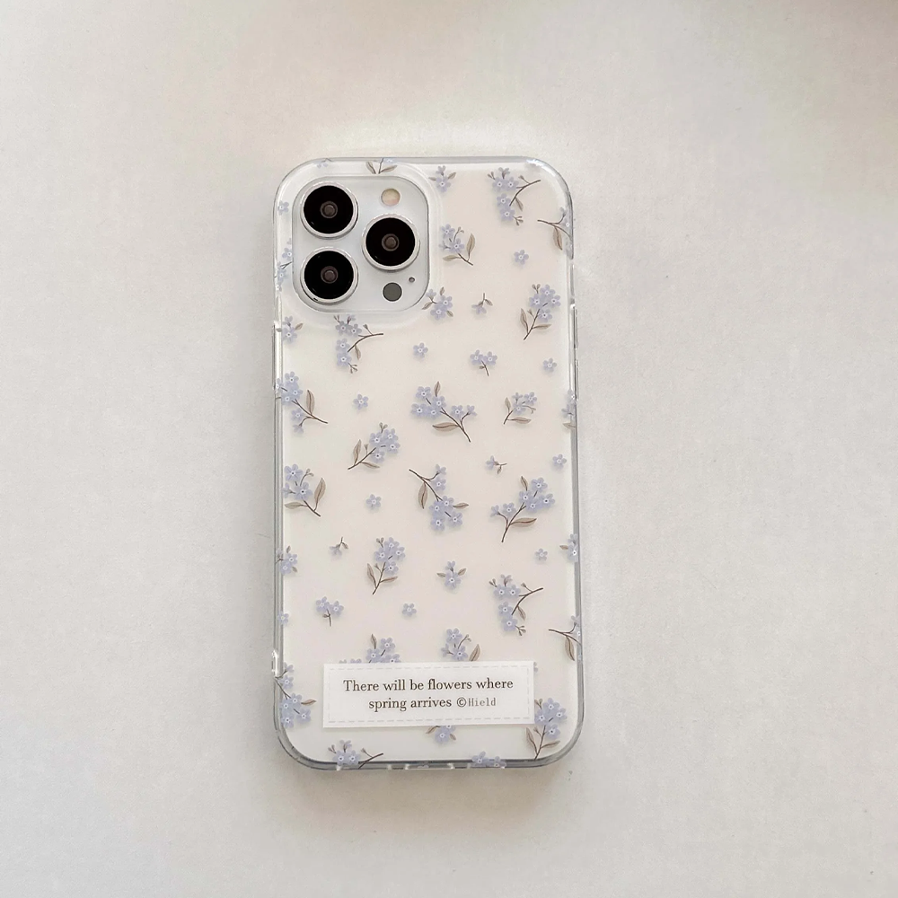 Pink and Blue White Flowers Fl - Phone Cases Drawing reseña y precio