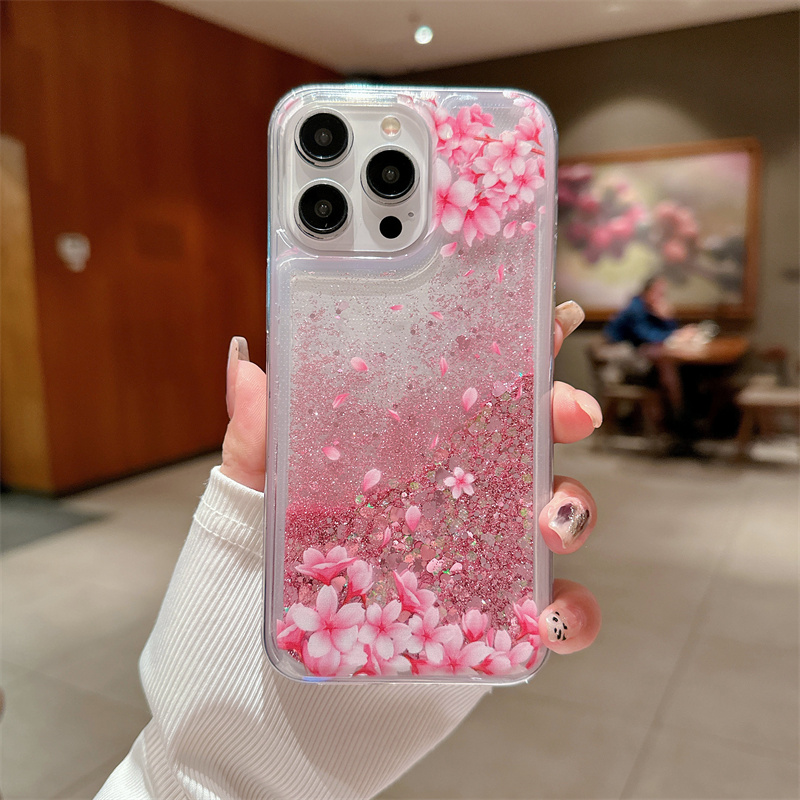 Peach Blossom Glitter Quicksan - Phone Cases Burga reseña y precio