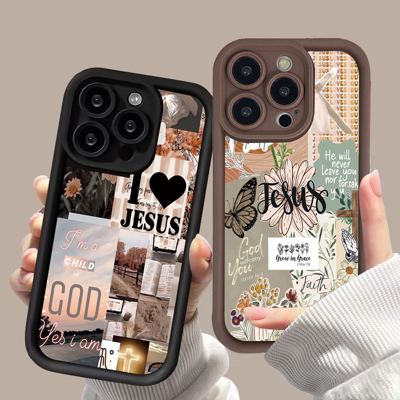 Jesus Collage Pattern Thick Sh - Phone Cases Arc reseña y precio