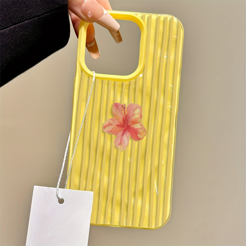 Yellow Striped Pink Flower Aes - Phone Cases Aesthetic reseña y precio