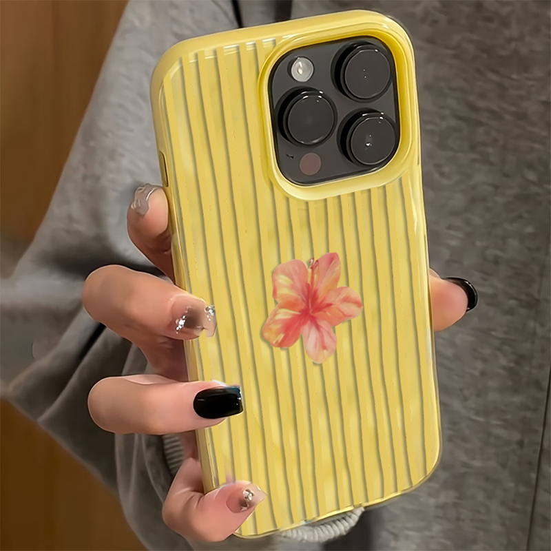 Yellow Striped Pink Flower Aes - Phone Cases Aesthetic reseña y precio