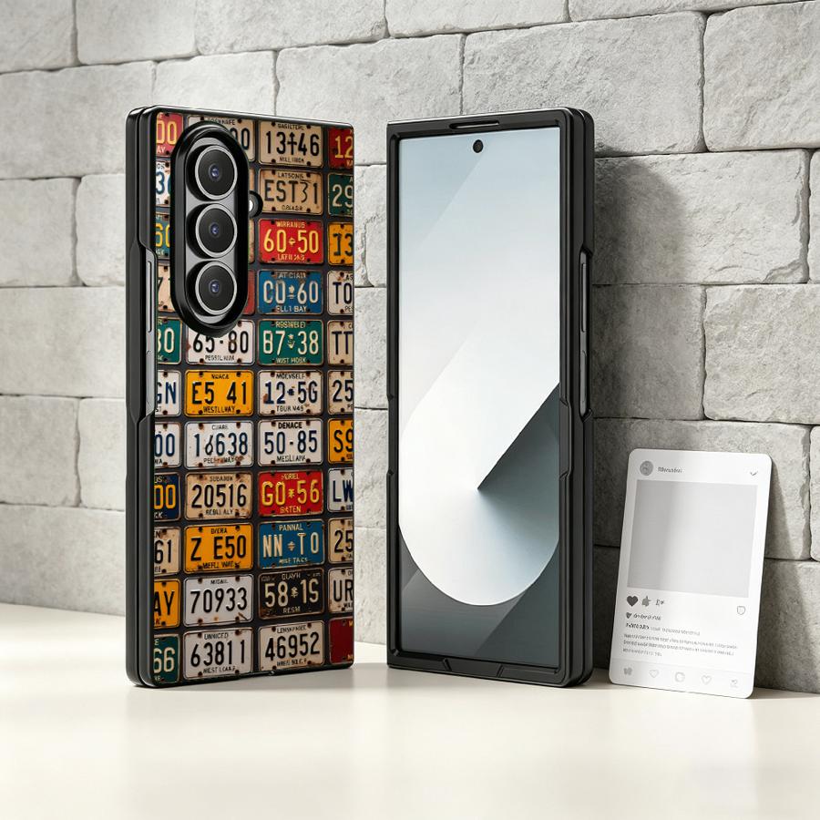 Retro License Plate Phone Cove - Phone Cases Z Fold 4 reseña y precio